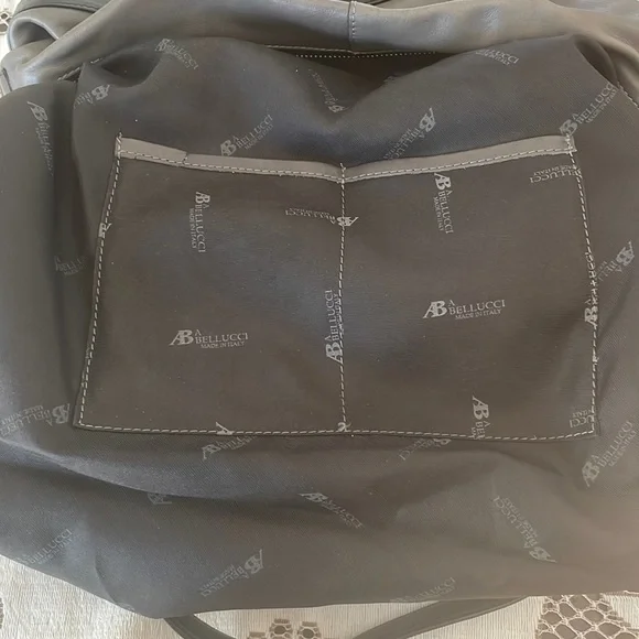 Albert Bellucci Gray Black Quilt Stitched Leather & Double Zipper Very Spacious - Picture 4 of 12